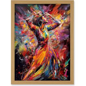 Artery8 - Happy Woman Dancing to Music - A4 - Wall Art Artery8 - Happy Woman Dancing to Music - A4 - Wall Art
