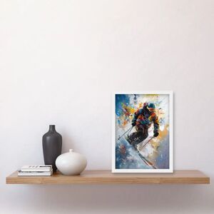Artery8 - Skier Skiing Down Slope Vibrant Splat Art - A4 Artery8 - Skier Skiing Down Slope Vibrant Splat Art - A4