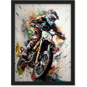 Artery8 - Motocross Racer Paint Splat - Black - A4 - Framed Wall Art Artery8 - Motocross Racer Paint Splat - Black - A4 - Framed Wall Art