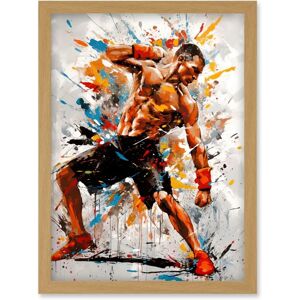Artery8 - Kickboxer Splat - A4 - Light Oak - Wall Art Artery8 - Kickboxer Splat - A4 - Light Oak - Wall Art