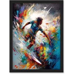 Artery8 - Surfer Rainbow Splat - A4 - Black - Wall Art Artery8 - Surfer Rainbow Splat - A4 - Black - Wall Art