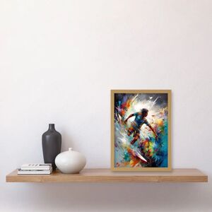 Artery8 - Surfer Rainbow - A4 - Light Oak - Art Print Artery8 - Surfer Rainbow - A4 - Light Oak - Art Print