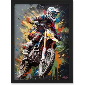 Artery8 - Dirt Bike Splatter Motocross Rider - Black - A4 - Wall Art Artery8 - Dirt Bike Splatter Motocross Rider - Black - A4 - Wall Art