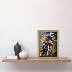 Artery8 - Dirt Bike Splatter - A4 - Light Oak Frame - Wall Art Artery8 - Dirt Bike Splatter - A4 - Light Oak Frame - Wall Art