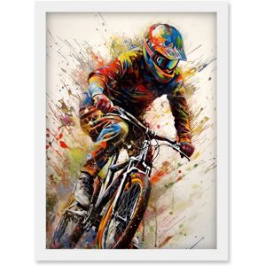 Artery8 - Mountain Biker Portrait Splat Paint - A4 - Framed - Wall Art Print Artery8 - Mountain Biker Portrait Splat Paint - A4 - Framed - Wall Art Print