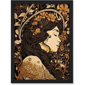 Artery8 - Sleeping Beauty Modern Art Nouveau Illustration Artwork Framed Wall Art Print - A4 - Black Artery8 - Sleeping Beauty Modern Art Nouveau Illustration Artwork Framed Wall Art Print - A4 - Black