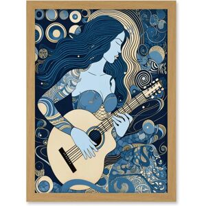 Artery8 - Woman Tattoo Guitar Artwork - A4 - Light Oak - Framed Wall Art Print Artery8 - Woman Tattoo Guitar Artwork - A4 - Light Oak - Framed Wall Art Print