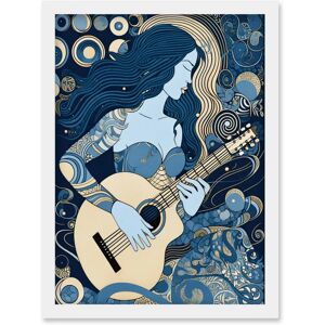 Artery8 - Woman with Sleeve Tattoo Playing Guitar - Framed Artery8 - Woman with Sleeve Tattoo Playing Guitar - Framed