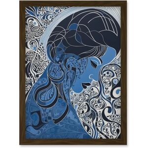 Artery8 - Melancholy in Blue - Brown Framed - A4 - Wall Art Artery8 - Melancholy in Blue - Brown Framed - A4 - Wall Art