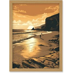 Artery8 - Couple at Sunset Beach - Light Oak Frame Artery8 - Couple at Sunset Beach - Light Oak Frame