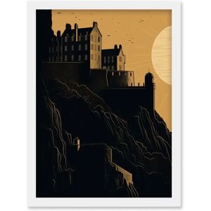 Artery8 - Edinburgh Castle at Sunset Linocut - Framed A4 Artery8 - Edinburgh Castle at Sunset Linocut - Framed A4