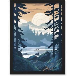 Artery8 - Lake View Rainforest - Black - Wall Art Artery8 - Lake View Rainforest - Black - Wall Art