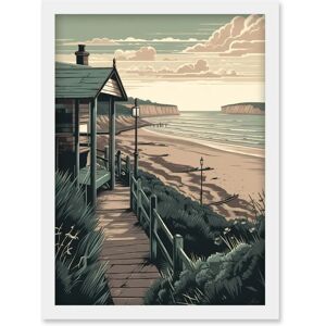 Artery8 - Summer Beach House Landscape - Framed Wall Art Artery8 - Summer Beach House Landscape - Framed Wall Art