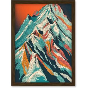 Artery8 - Mont Blanc Peak Linocut - Brown - A4 Framed (if applicable) - Wall Art Artery8 - Mont Blanc Peak Linocut - Brown - A4 Framed (if applicable) - Wall Art