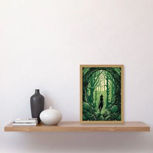 Artery8 - Anthropomorphic Fox Silhouette Forest - Light oak - A4 - Framed Wall Art Artery8 - Anthropomorphic Fox Silhouette Forest - Light oak - A4 - Framed Wall Art