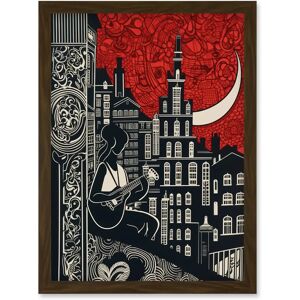 Artery8 - Street Musician in Edinburgh - Brown - A4 - Framed Wall Art Artery8 - Street Musician in Edinburgh - Brown - A4 - Framed Wall Art