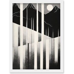 Artery8 - Abstract Mountain Linocut - Framed - Wall Art Print Artery8 - Abstract Mountain Linocut - Framed - Wall Art Print