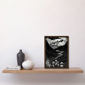Artery8 - Wildflowers in Spring Mountain Linocut - Framed - Wall Art Print Artery8 - Wildflowers in Spring Mountain Linocut - Framed - Wall Art Print