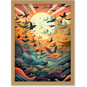 Artery8 - Flock of Birds - Sunrise - A4 - Framed Wall Art Artery8 - Flock of Birds - Sunrise - A4 - Framed Wall Art