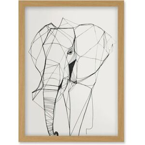 Artery8 - Elephant Polygon Line Art - Light Oak - A4 - Wall Art Artery8 - Elephant Polygon Line Art - Light Oak - A4 - Wall Art