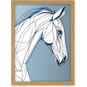 Artery8 - Horse Portrait - White Blue - A4 Framed - Wall Art Artery8 - Horse Portrait - White Blue - A4 Framed - Wall Art