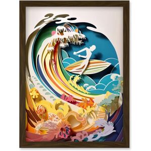 Artery8 - Rainbow Kirigami Surfer - A4 - Brown - Wall Art Print Artery8 - Rainbow Kirigami Surfer - A4 - Brown - Wall Art Print