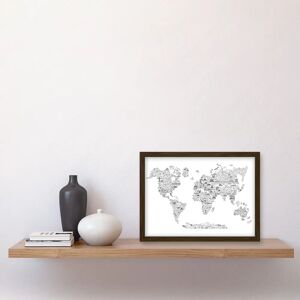 Artery8 - World Travel Landmark Map - Brown - Framed art Artery8 - World Travel Landmark Map - Brown - Framed art