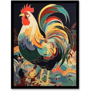 Artery8 - Cockerel - Multicolour - A4 - Wall art Artery8 - Cockerel - Multicolour - A4 - Wall art