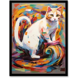 Artery8 - Armchair Cat Portrait - White - A4 - Framed Wall Art Print Artery8 - Armchair Cat Portrait - White - A4 - Framed Wall Art Print
