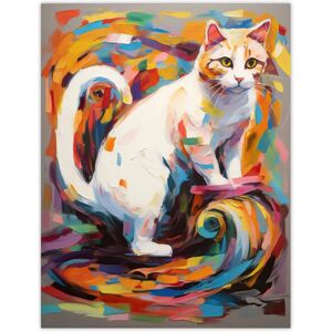 Artery8 - Armchair Cat Portrait - Colourful White - Wall Art Artery8 - Armchair Cat Portrait - Colourful White - Wall Art