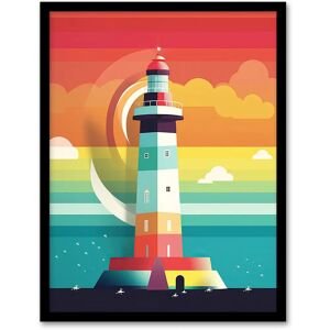 Artery8 - Lighthouse - Colorful - Framed Wall Art Print Artery8 - Lighthouse - Colorful - Framed Wall Art Print