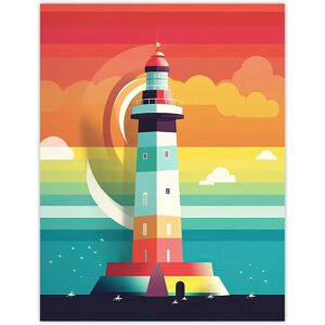 Artery8 - Lighthouse - Multicolour - 18x24 Inch - Wall Art Artery8 - Lighthouse - Multicolour - 18x24 Inch - Wall Art