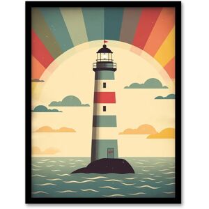Artery8 - Retro Lighthouse - Wall Art Print Artery8 - Retro Lighthouse - Wall Art Print
