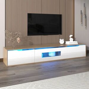 Merax Black 180cm TV Stand with RGB LED Lights - Wall Mountable Merax Black 180cm TV Stand with RGB LED Lights - Wall Mountable