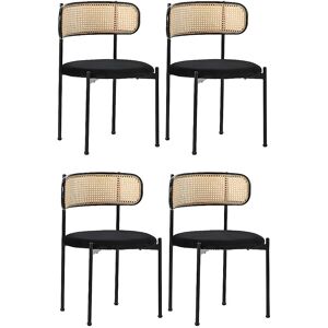 Chaises de salle à manger en velours noir ModernLuxe - Lot de 4 - Publicité Chaises de salle à manger en velours noir ModernLuxe - Lot de 4 - Publicité