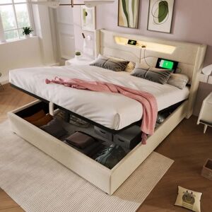 ModernLuxe - Lit coffre 160x200 Beige Lin - Luchtd- opslagbed ModernLuxe - Lit coffre 160x200 Beige Lin - Luchtd- opslagbed