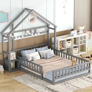 Lit enfant ModernLuxe - Tête de maison, 140x200cm - Gris - Publicité Lit enfant ModernLuxe - Tête de maison, 140x200cm - Gris - Publicité