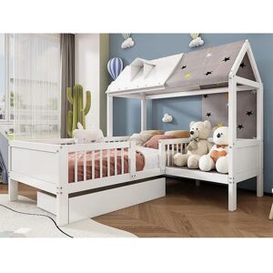 ModernLuxe - Kids Multifunction Bed - 90x200 - Wit - Bed ModernLuxe - Kids Multifunction Bed - 90x200 - Wit - Bed