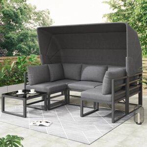 ModernLuxe - Ensemble 5 places - Gris - Fer - Mobilier jardin - Publicité ModernLuxe - Ensemble 5 places - Gris - Fer - Mobilier jardin - Publicité