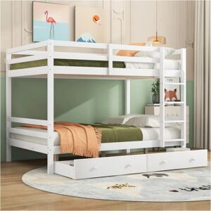 Lits superposés Merax avec tiroirs - Pin MDF Gris Lits superposés Merax avec tiroirs - Pin MDF Gris
