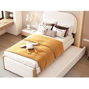Merax Modern Bed with Trundle - 90x200cm, 90x190cm - White Merax Modern Bed with Trundle - 90x200cm, 90x190cm - White