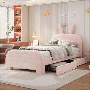 MERAX - Cama tapizada 90x200 - Pink - 2 drawers - Lit MERAX - Cama tapizada 90x200 - Pink - 2 drawers - Lit