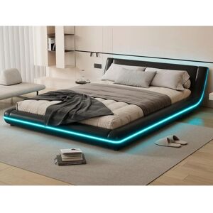 ModernLuxe - Lit adulte 140x200 LED - Noir - PU - Bed ModernLuxe - Lit adulte 140x200 LED - Noir - PU - Bed