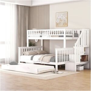 Lits superposés blancs Merax avec lit gigogne - Lit avec rangement Lits superposés blancs Merax avec lit gigogne - Lit avec rangement