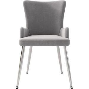 ModernLuxe - VelourChair - Grijs - Metalen poten - Eetkamerstoel ModernLuxe - VelourChair - Grijs - Metalen poten - Eetkamerstoel