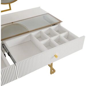 Coiffeuse blanche LED ModernLuxe - Stable et Élégante Coiffeuse blanche LED ModernLuxe - Stable et Élégante