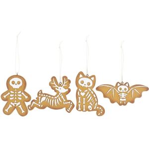 Something Different Skeleton Cookie Ornament Set - 4 Pack - Brown/White Something Different Skeleton Cookie Ornament Set - 4 Pack - Brown/White