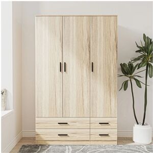 URBN Living - Oak Wardrobe - 3 Door - 4 Drawer - Wardrobe URBN Living - Oak Wardrobe - 3 Door - 4 Drawer - Wardrobe