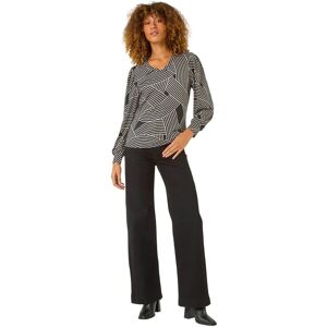 Roman Originals UK Black Geometric Print V-Neck Top - Size 20 Roman Originals UK Black Geometric Print V-Neck Top - Size 20