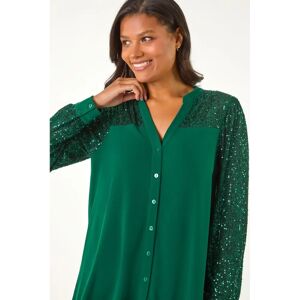 Roman Originals UK Jade Green Sequin Blouse - Size 10 - Women Roman Originals UK Jade Green Sequin Blouse - Size 10 - Women